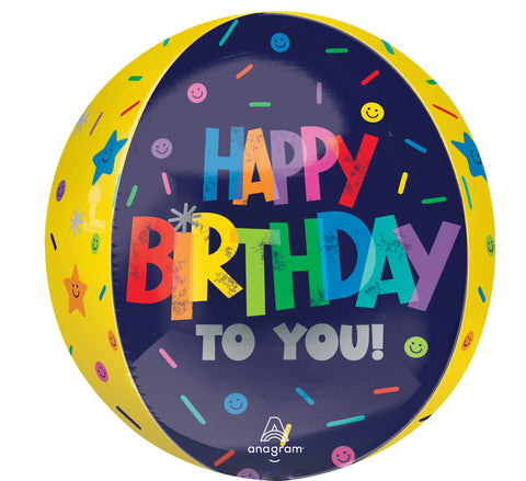 Globo ORBZ de 15" - Bold Happy Birthday to You