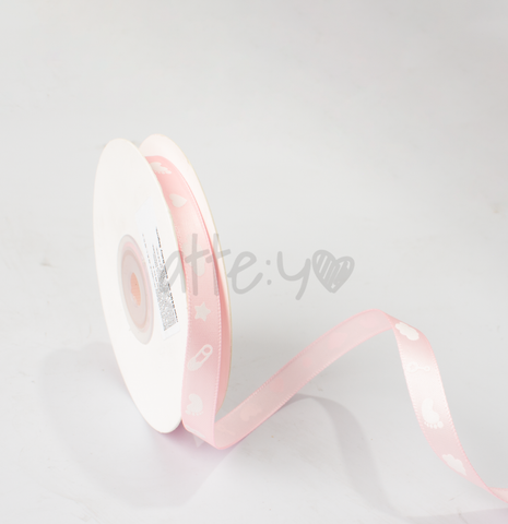 Listón Estampado Baby Seguro - Color Rosa/Blanco
