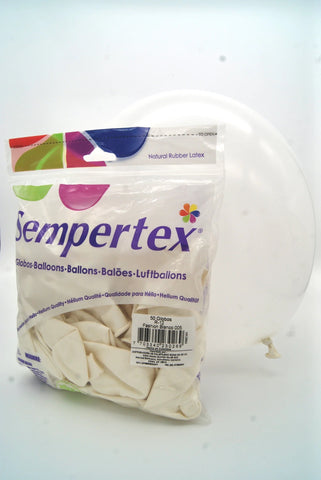 Bolsa de 50 Globos Látex de 12" Sempertex - Fashion Blanco