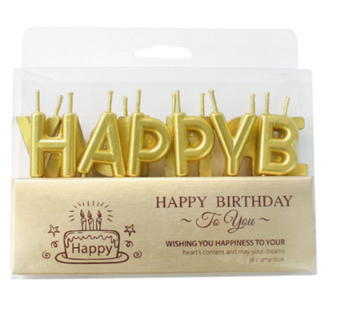 Velas de Cera - Happy Birthday - Doradas