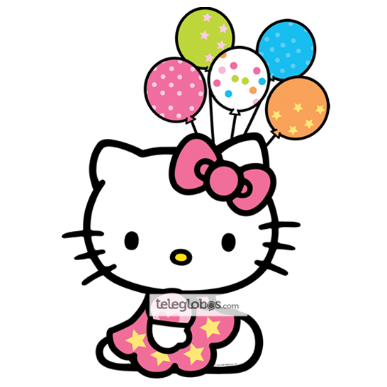 hello kitty con globos clipart