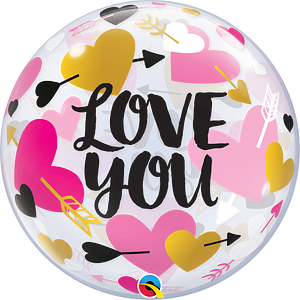 Globo Burbuja 22" Love you corazones te amo 